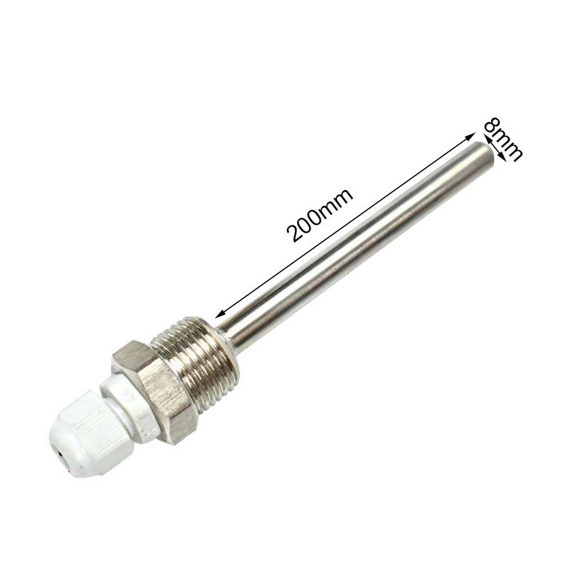 50-200mm Stainless Steel Thermowell 1/2" NPT Threads For Temperature Sensors: 8x200mm