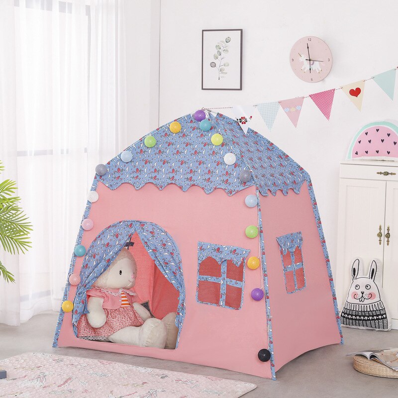 135*100*125Cm Kids Indoor Outdoor Kasteel Prinses Tent Bed Little Kasteel Prinses Oversized Huis Vouwen Spel verjaardag: pink bird