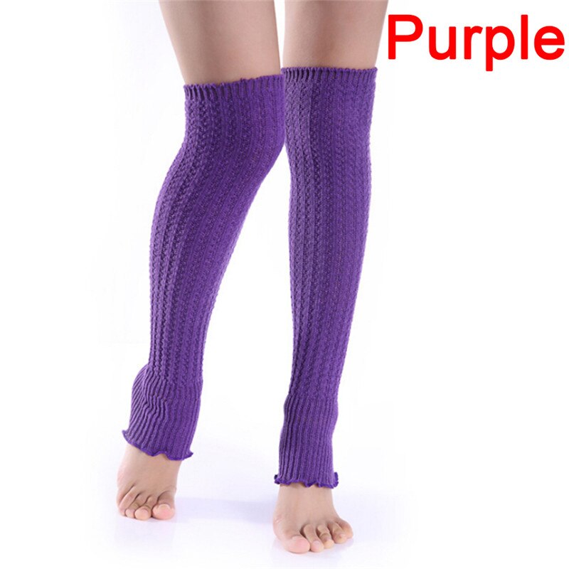 Jambières d'hiver longues pour femmes et filles, tricot, Leggings, bas, chaussettes: Purple