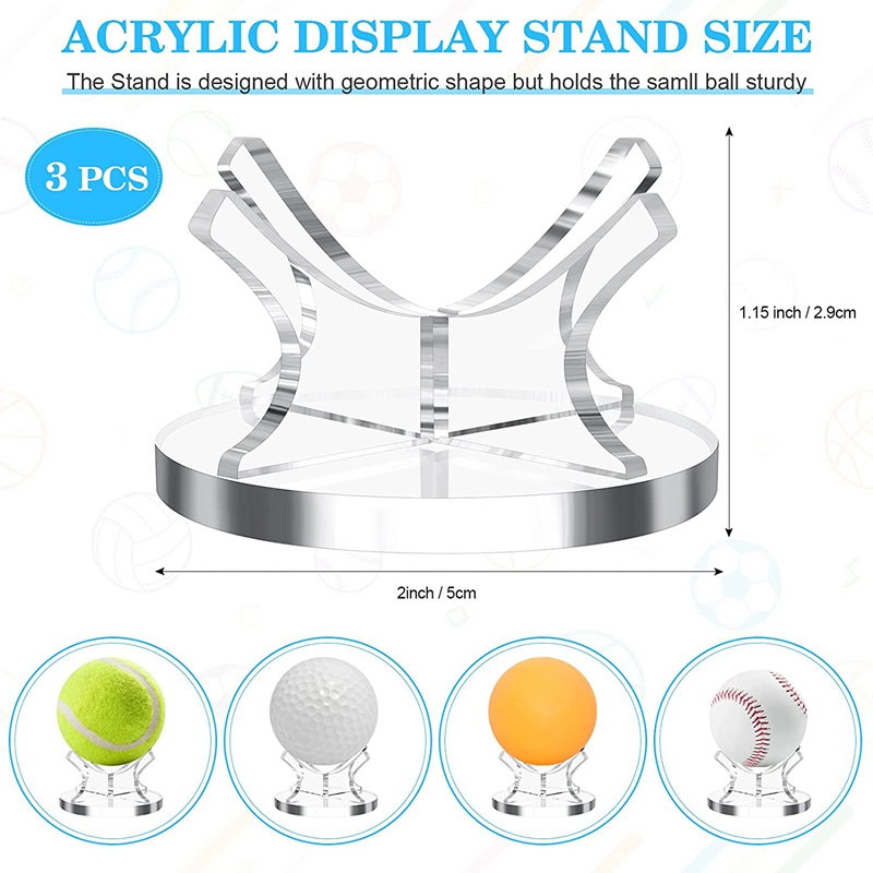 3 Stuks Acryl Kleine Bal Standhouder Sport Bal Display Rack Voor Baseball Golf Softbal Tennisbal
