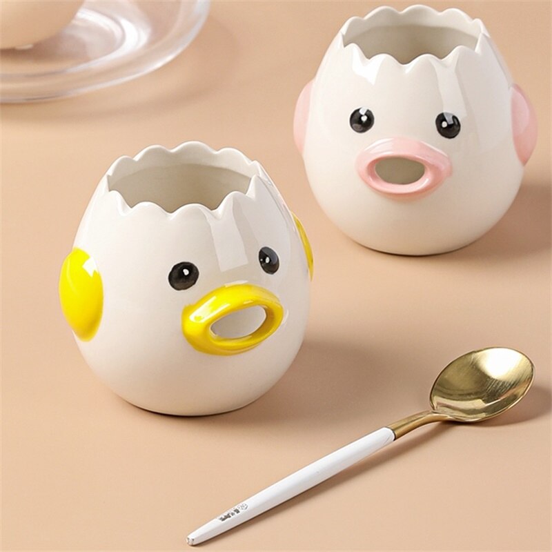 Ceramic Egg Separator for Baking Cartoon Chick Egg Divider White Egg Yolk Separator Egg Separator Tool Egg Holder