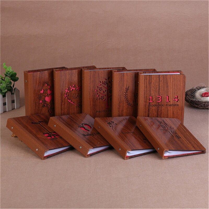 6 Inch Wood DIY Interstitial Album Black Sheet Handmade Love Theme Kids Scrapbook Cute Photo Album Wedding Anniversary