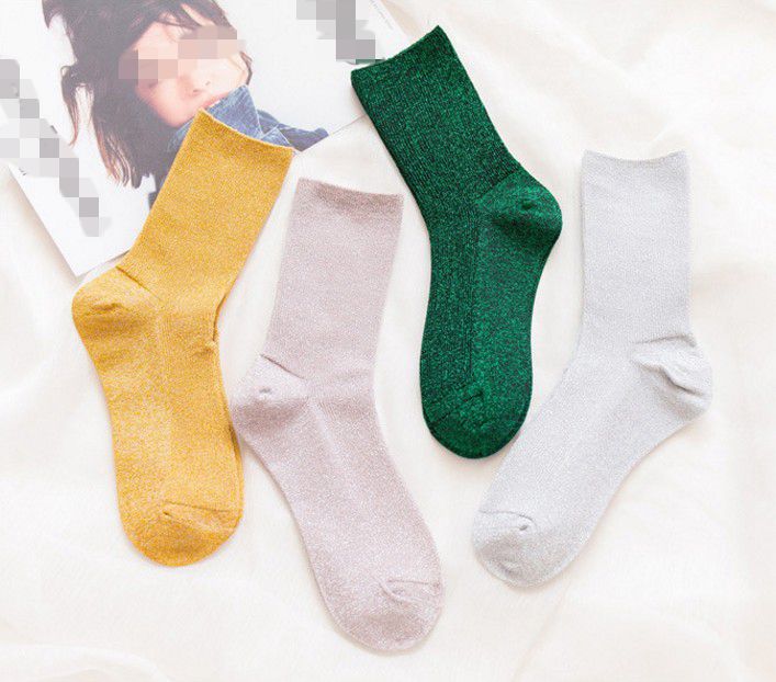 1 paar glänzend Lange Socken Herbst und Frühjahr Neue funkeln Harajuku Weichen frauen Elastische Strumpfwaren