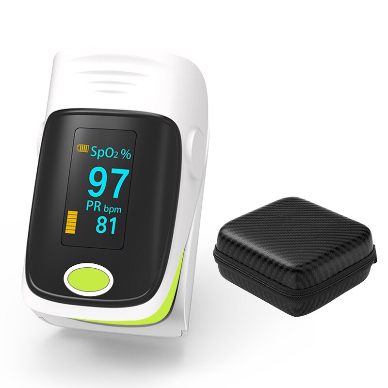 Household OLED Pulse Oximeter Finger Oximeter SpO2 PR Blood Oxygen Saturation Meter Heart Rate Monitor Health Care: Green with Case