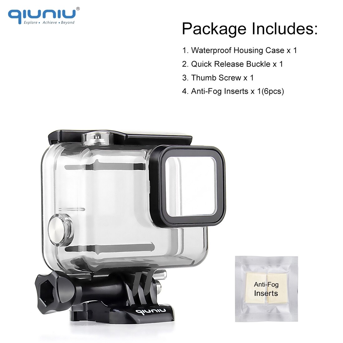 Qiuniu voor gopro hero 7/6/5 zwarte beschermende skeletbehuizing, zijwaartse open behuizing voor gopro 5 6 7 zwarte behuizing accessoires: 45m waterdichte behuizing