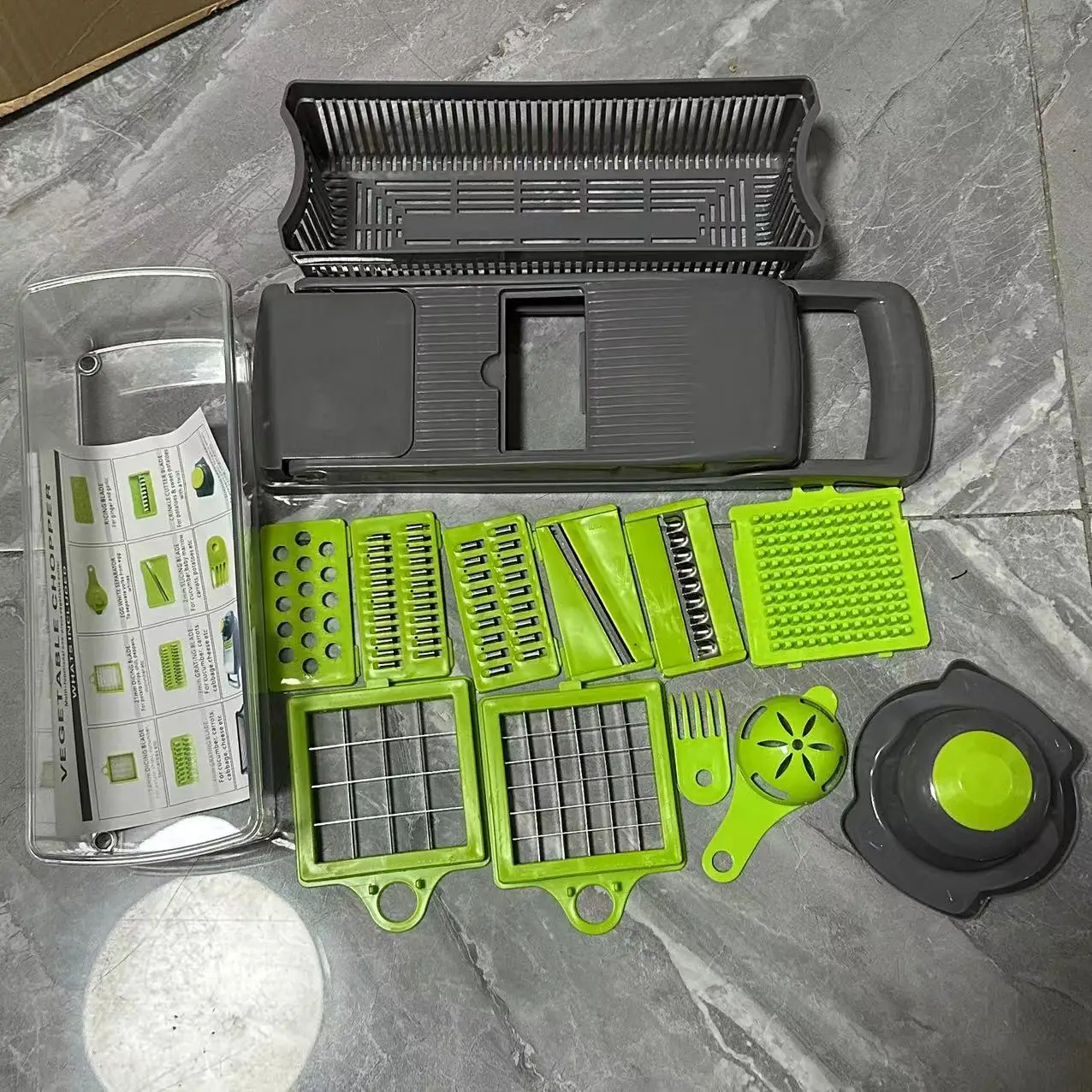 Kjøkken grønnsakskutter multifunksjonell 16- delers sett potetkvern terningverktøy for hjemmebruk for å kutte grønnsaker og frukt