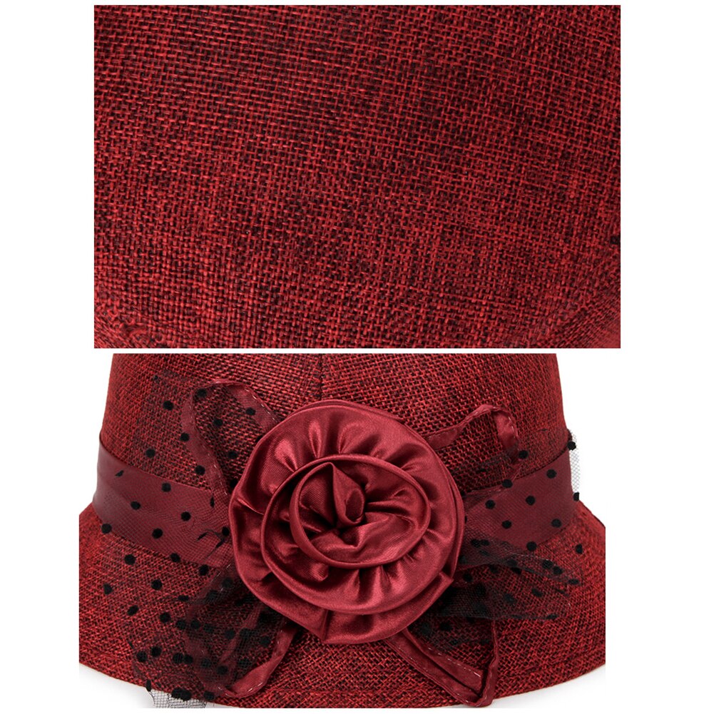 Chapeau avec nœud papillon en maille à pois pour femme, chapeau seau, pare-soleil d'extérieur, , Vintage, à la