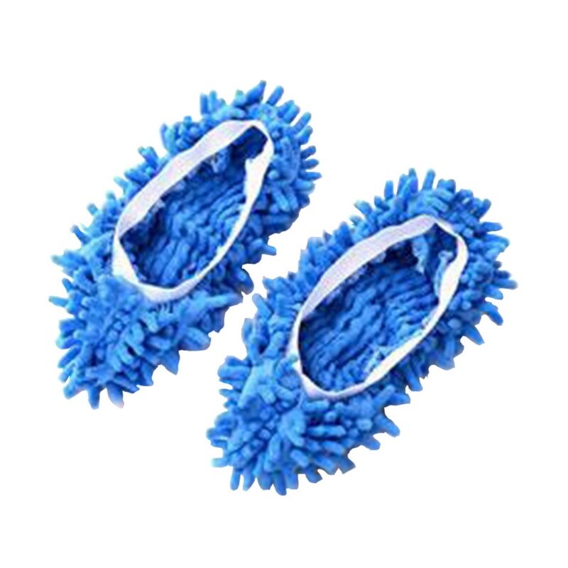 Unisex lavable polvo zapatillas mopa zapatos microfibra limpieza casa zapatillas mopa multifuncional limpieza de suelo zapatos cubierta: Blue