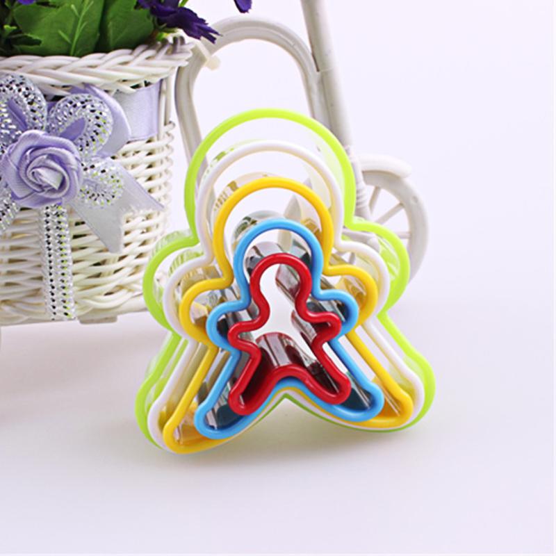 5pcs 3D Cookie Mold Cutter Cake Biscuit Mal Kerstboom Ronde Hart Bloem Fondant Cutter Bakken Taart Decoreren Gereedschap