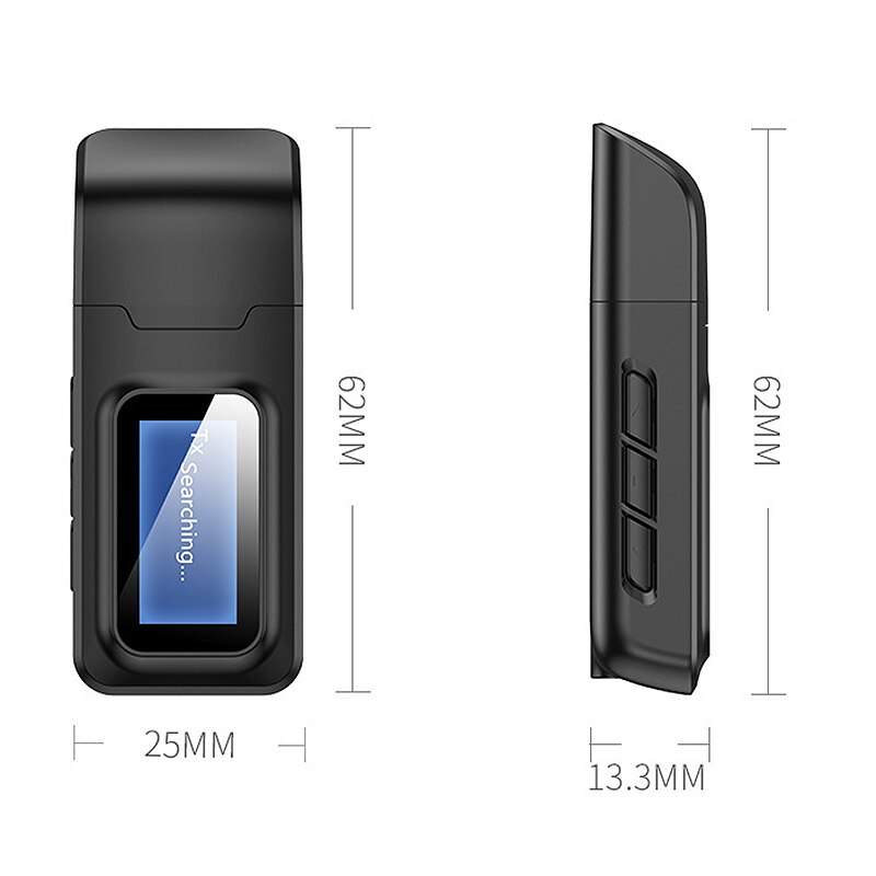 Adaptateur bluetooth  bt 2- en -1 o pour voiture, affichage visuel 5.0 plug-and-play, réception et transmission 2- en -1