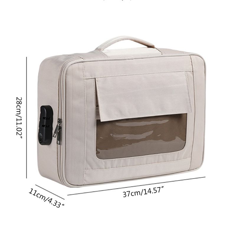 Visible Password Double Layer Files Bag Briefcase Document Pouch Business Travel Storage Bag
