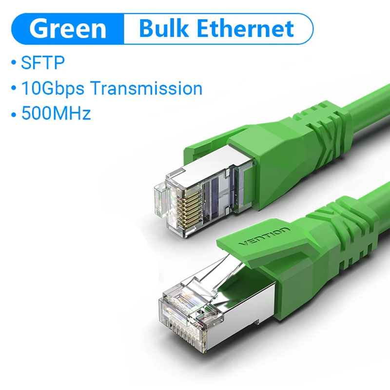 Vention Cat6A Bulk Ethernet Cable 10Gbps SFTP Cat 6A Patch Cord for ADSL PLC Servo Motor Ethernet Swicth PC RJ45 Networking Wire: army green / 25m