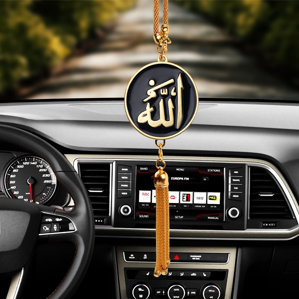 Bil interiør bakspejl arabisk guld-farve muslimsk islamisk gud allah indretning dekoration vedhæng ramadan auto accessorie