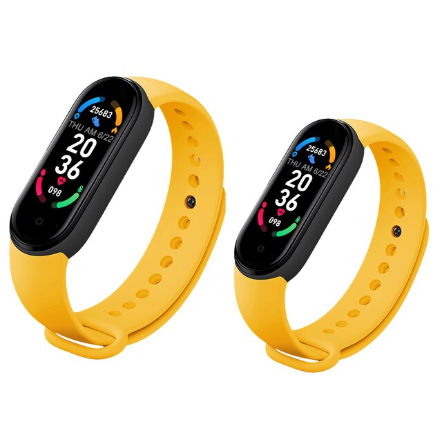 neue Band M6 Smart Uhr Armband Blutdruck Monitor Fitness Farbe Bildschirm Smartwatch Smart Uhr Stunden Für Xiaomi IOS: 2pc yellow