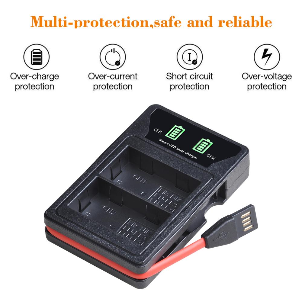 EN-EL3e EN-EL3 EL3e Battery + LED Built-in USB Dual Charger with Type C Port for Nikon D50 D70 D80 D90 D100 D200 D300 D300S D700