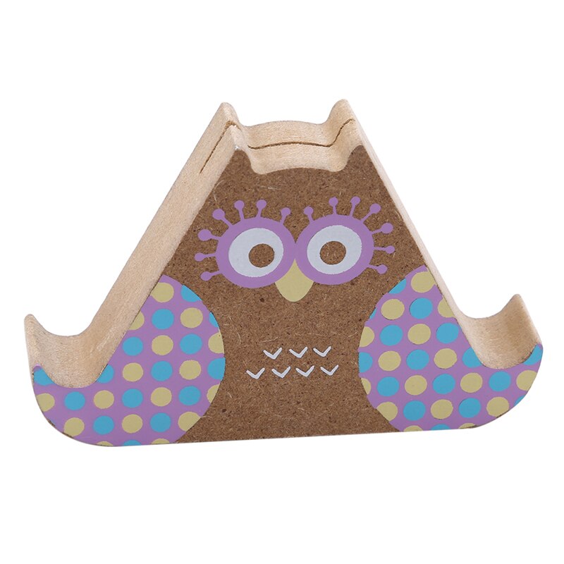 Stylish Mobile Phone Holder Owl Couple Retro Wooden Phone Holder: Yellow-Green Dots