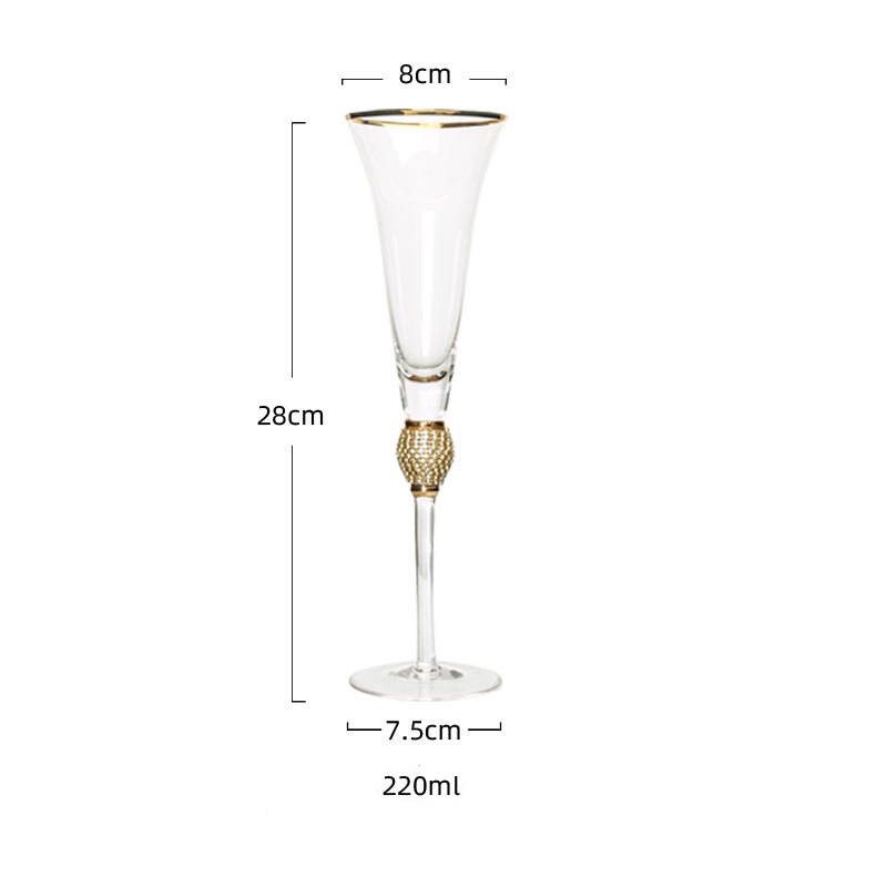 Copa de cristal con borde dorado para cóctel de vino tinto, champán, whisky, bebida, copa de cristal para Bar, , suministros de boda,: Champagne glass
