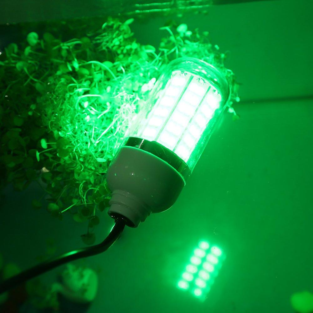 Luz LED de pesca de 12V CC, luz LED de 15W para pesca subacuática, cebos sumergibles, lámpara para barco, luces para atraer peces, verde, blanco y azul