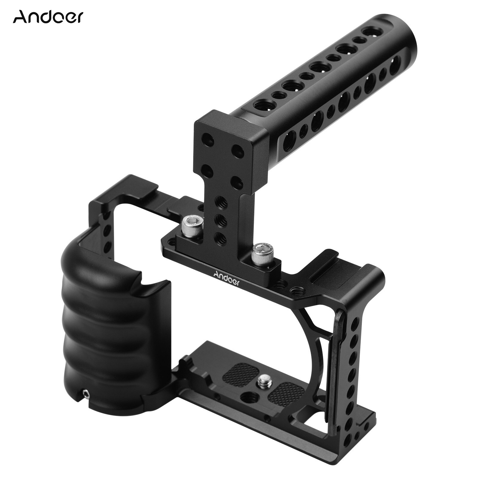 Impianto di perforazione della gabbia della videocamera con impugnatura per montaggio su slitta fredda universale 1/4 3/8 fori filettati per Sony A6000 A6100 A6300 A6400