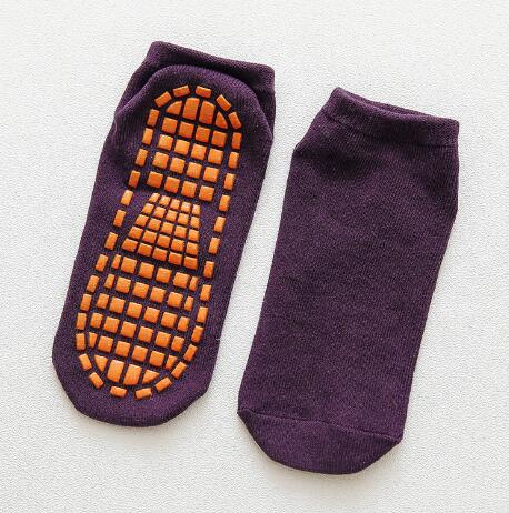 Antislip Vloer Van Trampoline Sokken 'S Pretpark Indoor/Rubber Katoen Peuter Kids Kinderen Jongen Meisje Korte sokken Effen: Dark purple non-slip