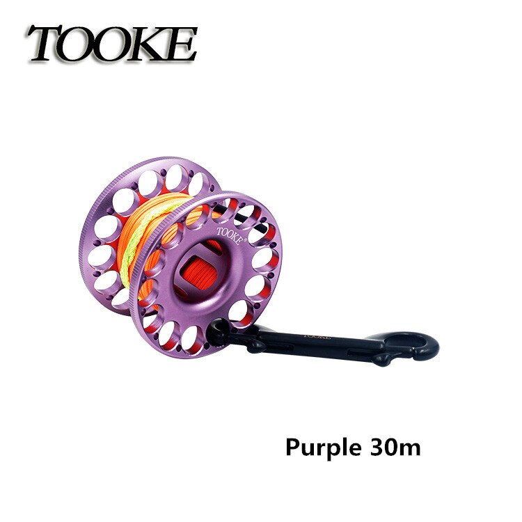 Scuba Diving Aluminum Alloy 30m 45m Spool Finger Reel with Stainless Steel Bolt Snap Hook For SMB Safe Equipment BCD Accessories: Purple 30m