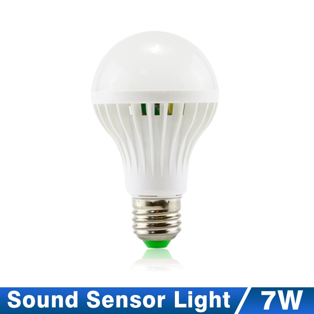 LED lamp PIR Infrarood Motion/Sound + Light Sensor Controle E27 3w 5w 7w 9w 12w automatische Smart Sensor Wit Lampada LED Lamp licht: Sound Sensor 7W