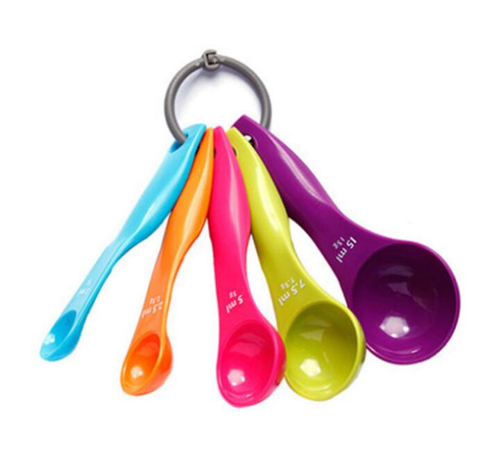 Measuring Spoons Colorful Plastic Measure Spoon Useful Sugar Cake Baking Spoon Kitchen Baking Measuring Tools GYH: 5pcs colorful