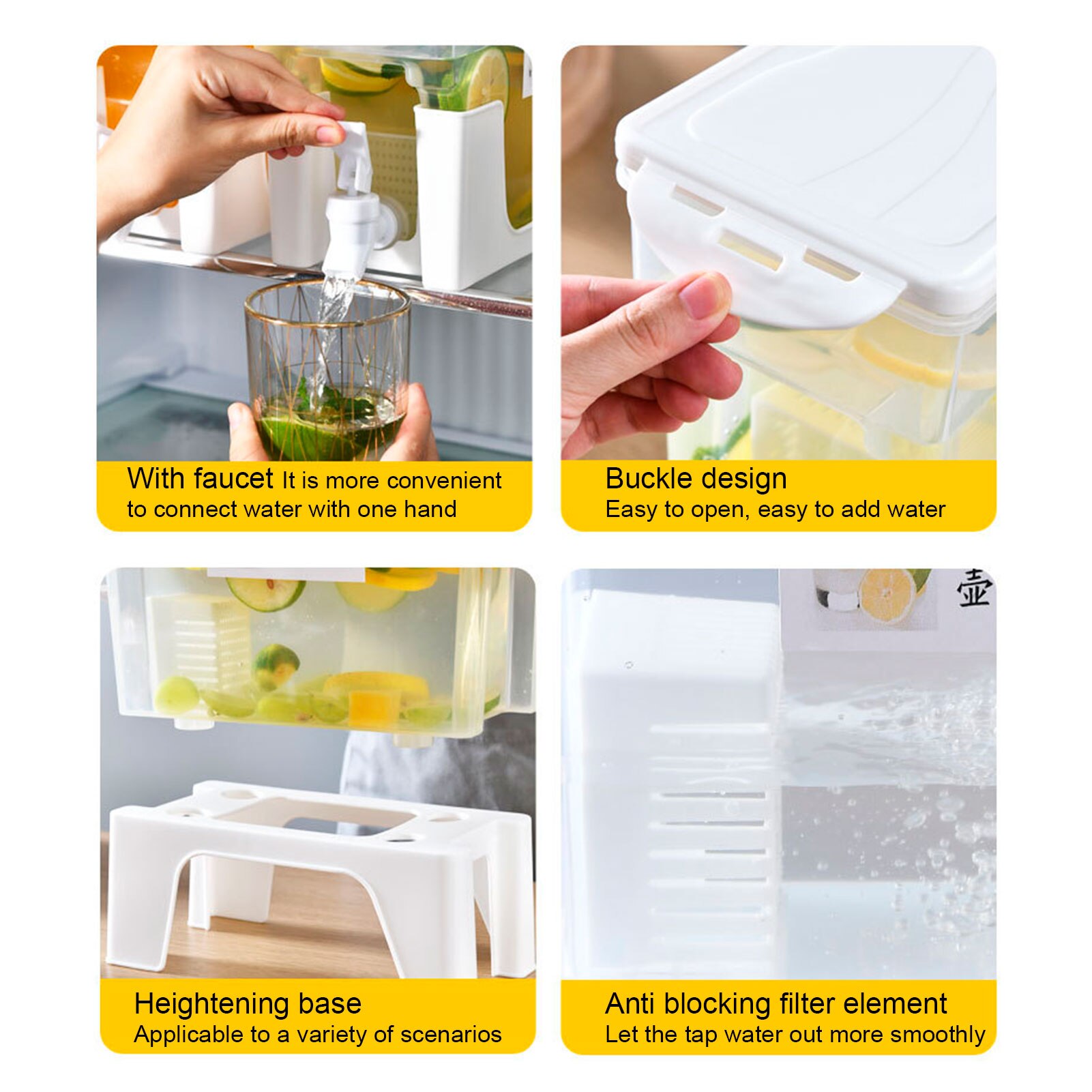 Cold Kettle With Tap For Fridge Rotating Drink Dispenser For Fridge Large Capacity Beverage Dispenser With Spigot Large Capacity