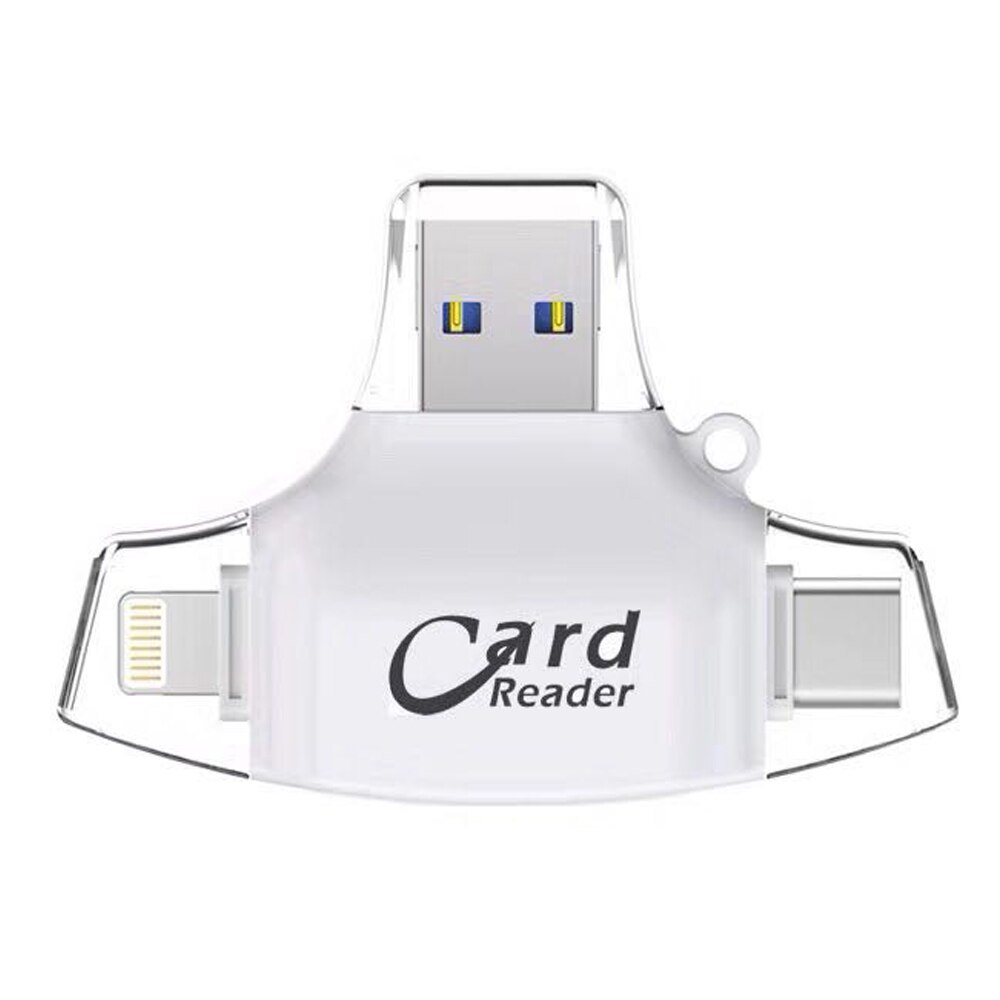 Lecteur de carte OTG lecteur de carte universel pour ordinateur et téléphone portable lecteur de carte TF carte sécurisée caméra de carte mémoire numérique: White