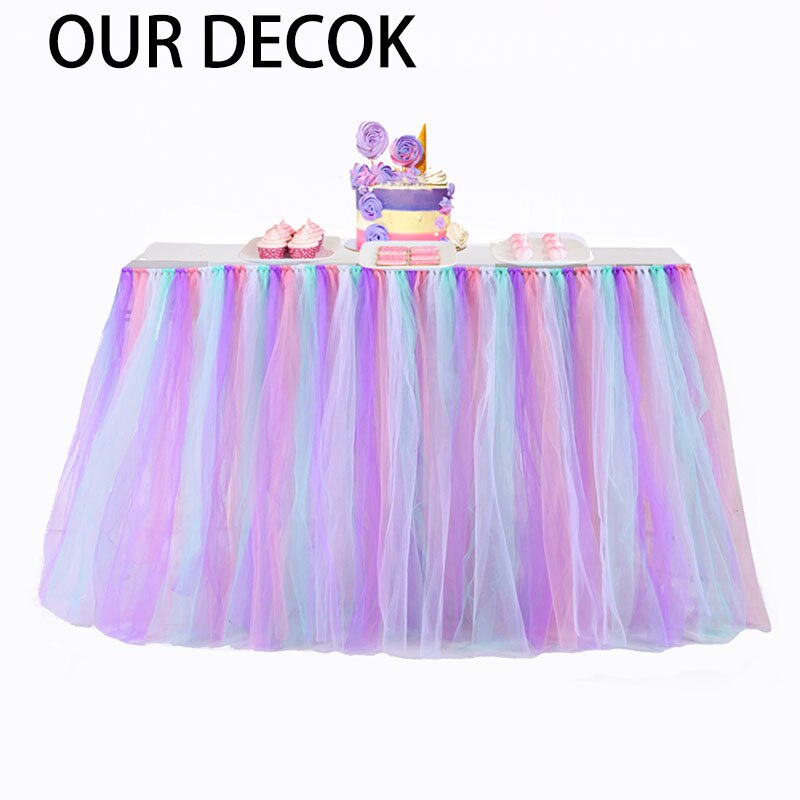 Tulle Tutu Table Skirt Tableware for Wedding Decoration Baby Shower Party Wedding Table Skirting Home Textile Finished Product: PUL