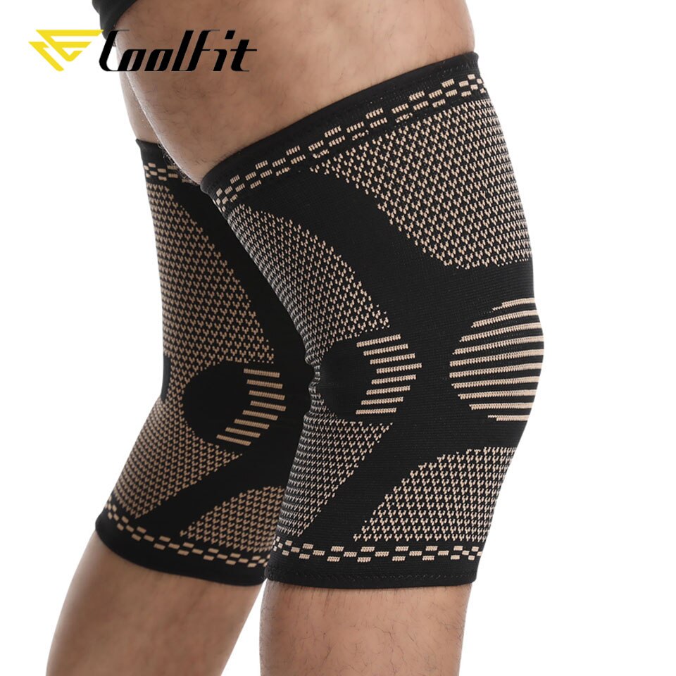 CoolFit-rodilleras elásticas de cobre antideslizantes, rodillera deportiva para Fitness, equipo de Fitness, rótula para correr, soporte de baloncesto, 1 ud.
