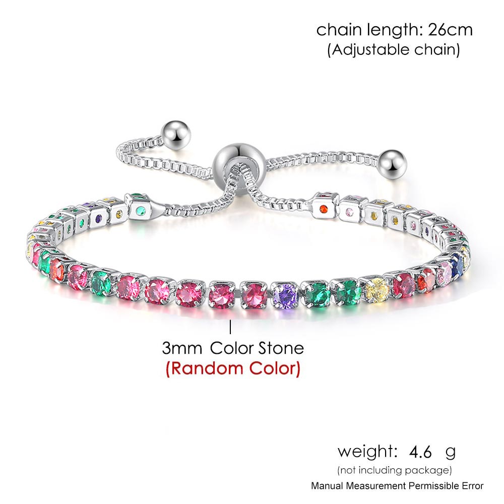 Braccialetti da Tennis multicolori regolabili per le donne signore matrimonio arcobaleno colorato zircone braccialetto di fascino mano catena gioielli DZH043: Cobalto viola