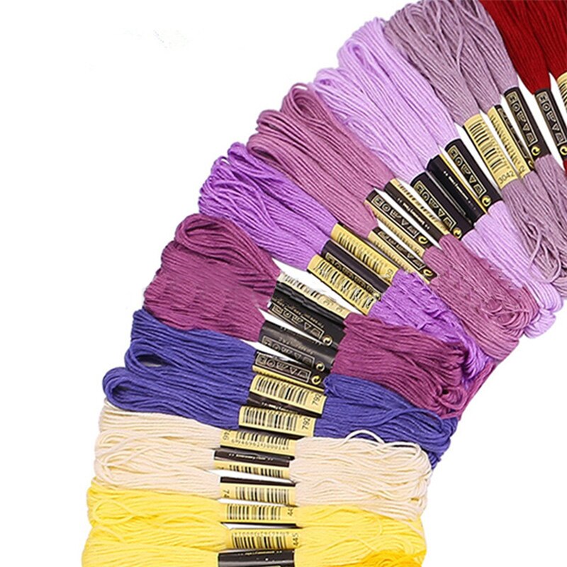 50 pcs Random Color embroidery DIY Silk Line Branch Threads Similar Dmc Thread Floss Skein Cross Stitch Thread