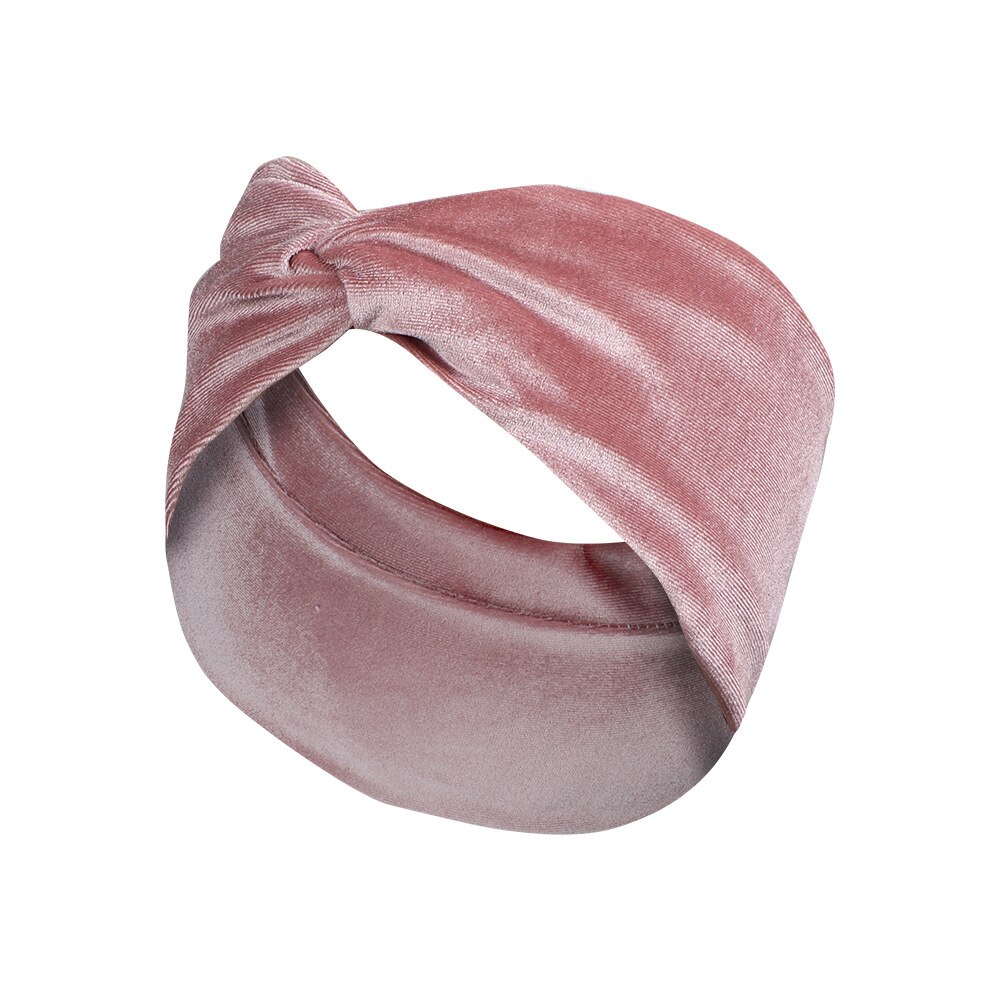 Bandeau en velours doré, couleur unie brillante, nœud croisé polyvalent, accessoires de cheveux pour femmes, Turban large pour dames: PI