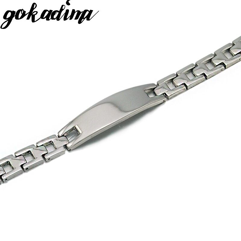 GOKADIMA-pulsera de acero inoxidable para hombre y mujer, brazalete con correa de identificación, joyería, , WB053,