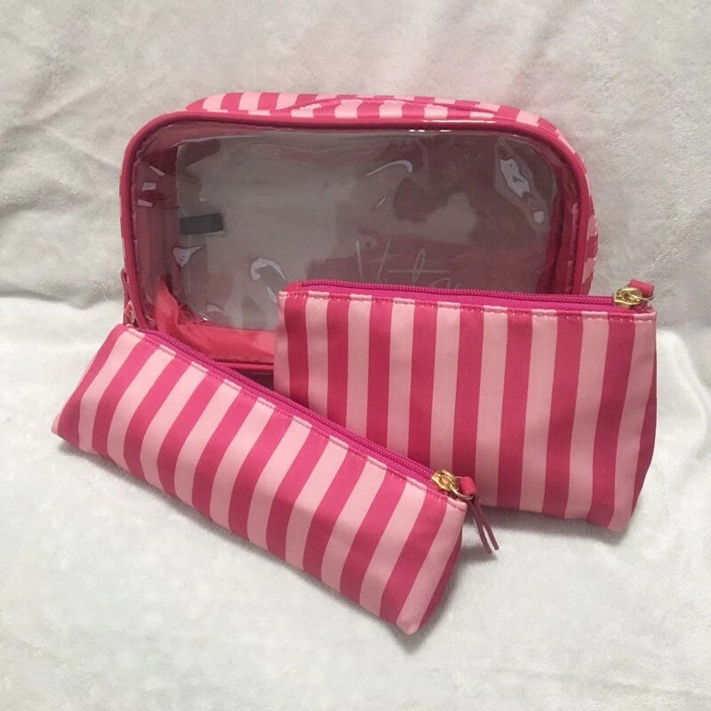 3 unids/set de neceseres portátiles de PVC para viajes al aire libre, neceser impermeable, estuche de maquillaje transparente a la: A