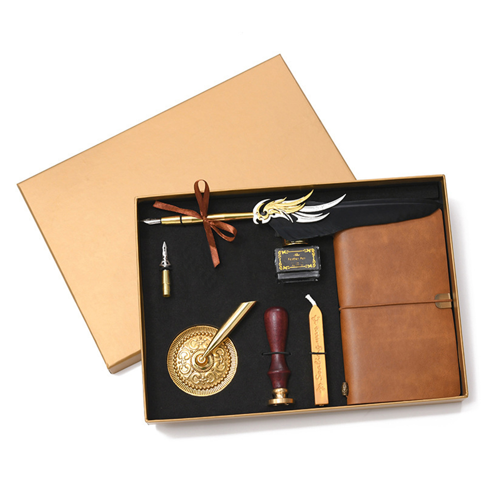 Kalligrafie Veer Dip Pen Schrijven Inkt Set Briefpapier Box Met 5 Nib Bruiloft Quill Pen Desi Fontein Bruiloft Pennen: 06