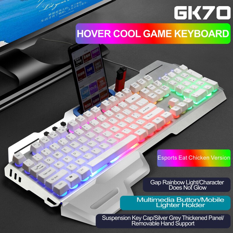Gaming Keyboard Gamer Keyboard and Mouse Combos with Breathing Backlight USB Wired 104 Keycaps Ergonomic Keyboard for PC Laptop: SMT3C526White