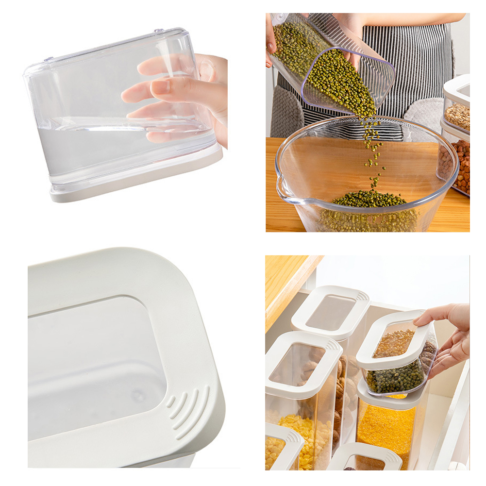 Contenedor de almacenamiento de cocina, refrigerador de cocina, caja de fideos, cereales, fruta seca, tanque de almacenamiento de aperitivos, tanque sellado transparente