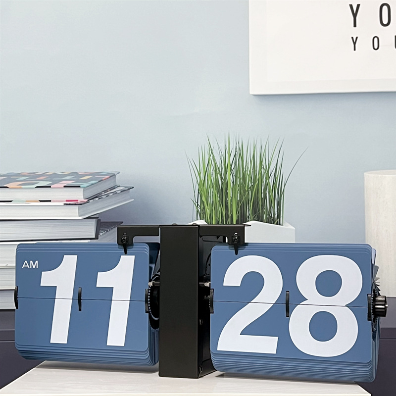 Duży Zegar Klapkowy klasyczny Zegary Biurkowe retro Zegary Klapkowe - Zasilane Bateriami Wewnętrznie Obsługiwane Zegary Klapkowe Dekoracja Domu i Biura: zielony