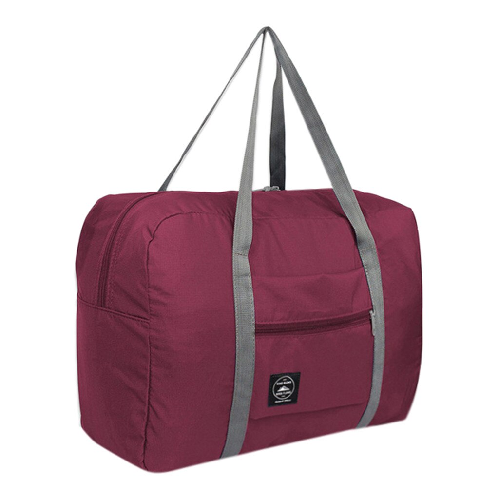 Wasserdichte Nylon Reisetaschen Frauen Männer Große Kapazität Klapp Duffle Tasche Organizer Verpackung Würfel Gepäck Wochenende Tasche: Wine 