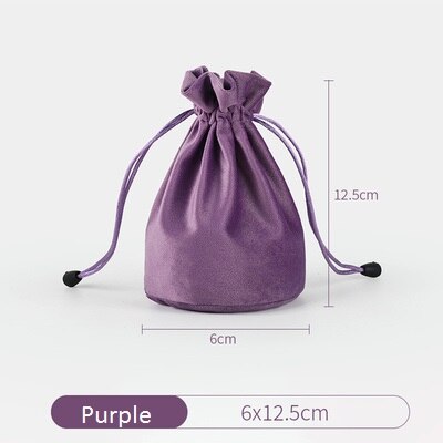 20pcs/lot 6x12.5cm Black/Purple/Brown/Grey/Green Round Bottom Sweet Candy Pouch Silk Velvet Drawstring Bags Wedding Favors: 6x12.5cm Purple