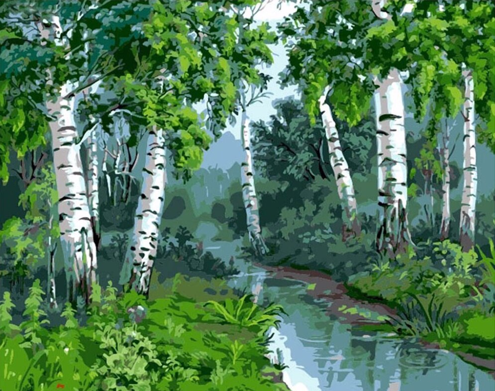 HUACAN Painting By Number Forest Landscape Kits Drawing Canvas HandPainted DIY Oil Pictures Scenery Home Decor: SZHC009