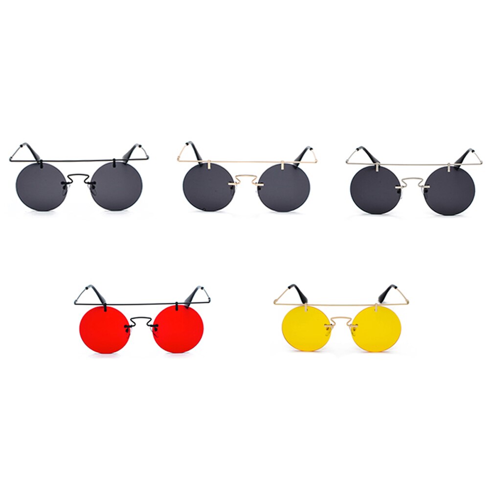 Peekaboo retro runde sonnenbrille männer randlose Gold schwarz gelb frauen rot linse sonnenbrille unisex Jahrgang flache oben metall