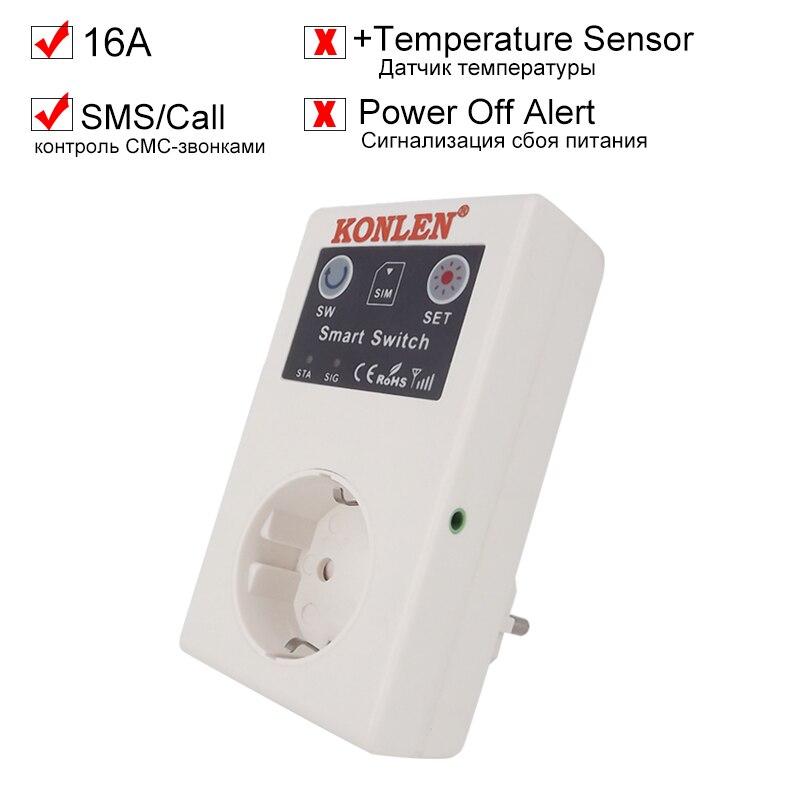 16A Gsm Stopcontact Relais Schakelaar Outlet Eu 220V Temperatuur Sensor Controller Smart Remote Thuis Garagedeur Gate Opener controle: Socket no sensor