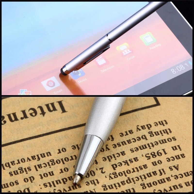 Pena capacitiva do tela táctil do telefone celular de microfibra da pena do ponto da bola 2 da pena do estilete do toque em 1 para o smartphone da tabuleta do portátil