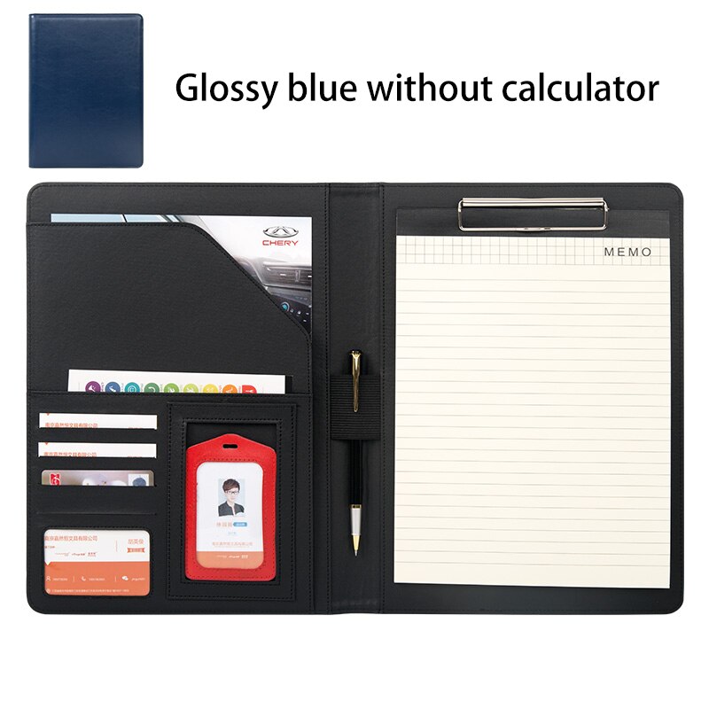 335*240mm A4 multifunktions Geschäft Büro Gewidmet Ordner Vertriebsleiter Leder Clip/vertragsunterzeichnung Carpetas Pasta Escolar: glänzend Blau ohne