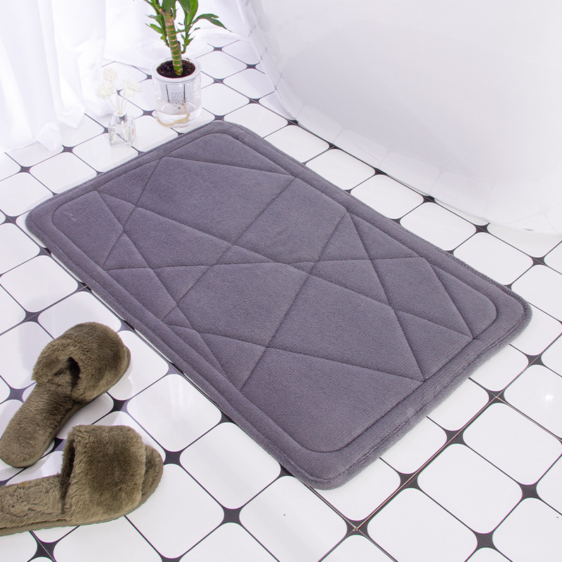 Cobblestone Embossed Bathroom Bath Mat Coral Fleece Non-slip Carpet In Bathtub Floor Rug Shower Room Doormat Memory Foam Pad