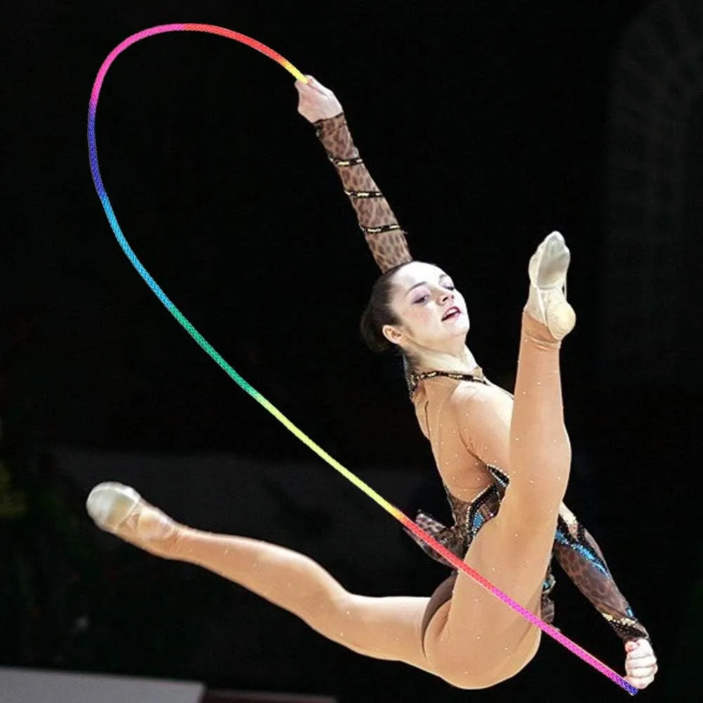 Cuerda de salto para Artes de gimnasia, cuerda de entrenamiento deportivo de Color arcoíris para ejercicio físico, cuerda de gimnasia rítmica, cuerda de competición