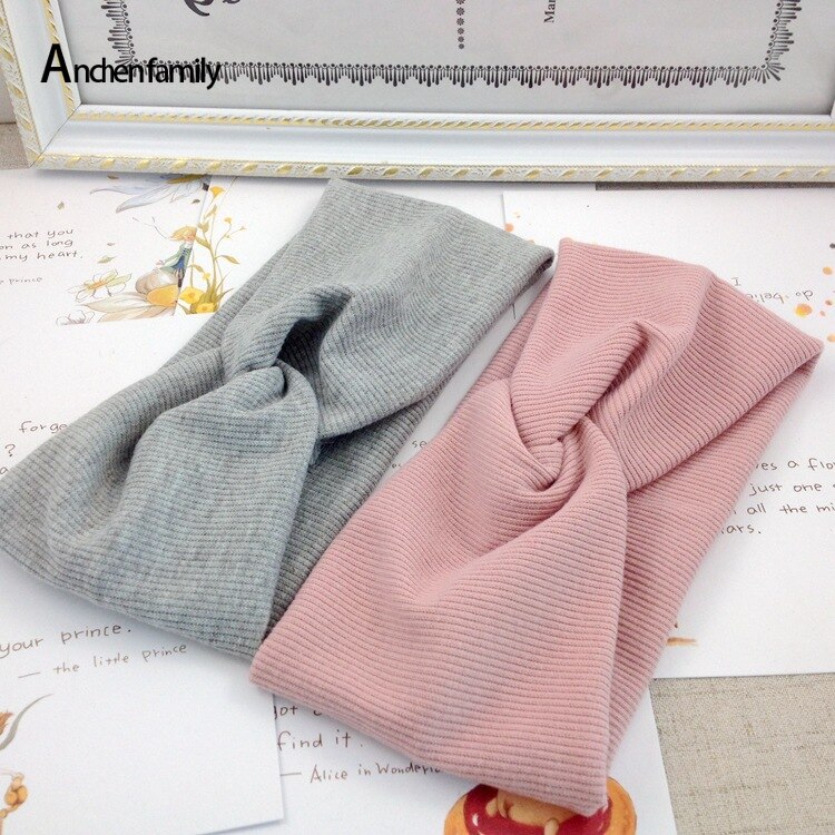 Frühling/sommer Baby-stirnband, einfarbig, gedreht, weich, dehnbar, bequem, haaraccessoires für mädchen, groß, 1 stück